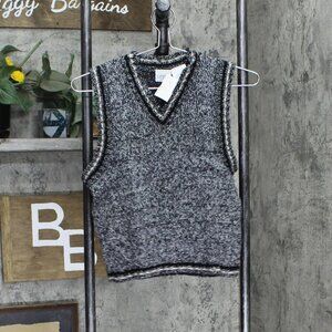 NWT Arizona Jean Company Youth Knit Acrylic Dress Sweater Vest L Black Charcoal